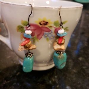 Beaded turquoise earrings